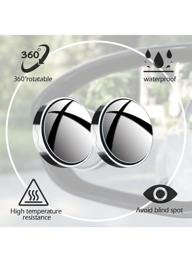 VIUAUAX 2PCS Suction Cup Car Blind Spot Mirror, 360° Rotating HD Convex Wide Angle Side Rear View Mirror, Waterproof Anti-Fog No Glue Auxiliary Mirror for Cars SUVs Trucks Vans, Silver - Image 2